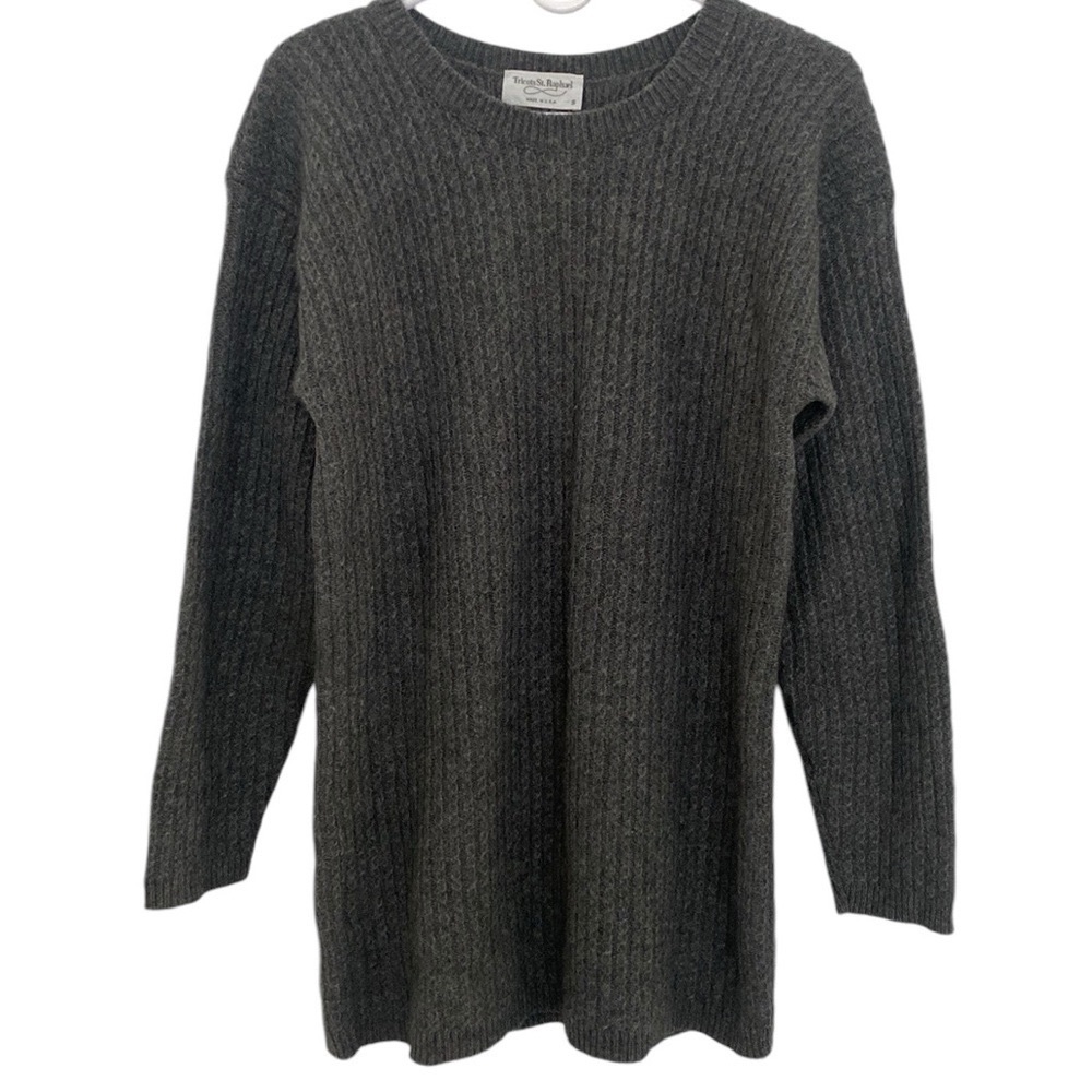 Tricots St. Raphael Vintage Gray Lambswool Angora Blend Crew Neck Sweater US S